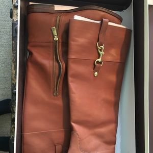 Coach cognac leather boots size 8.5 M.